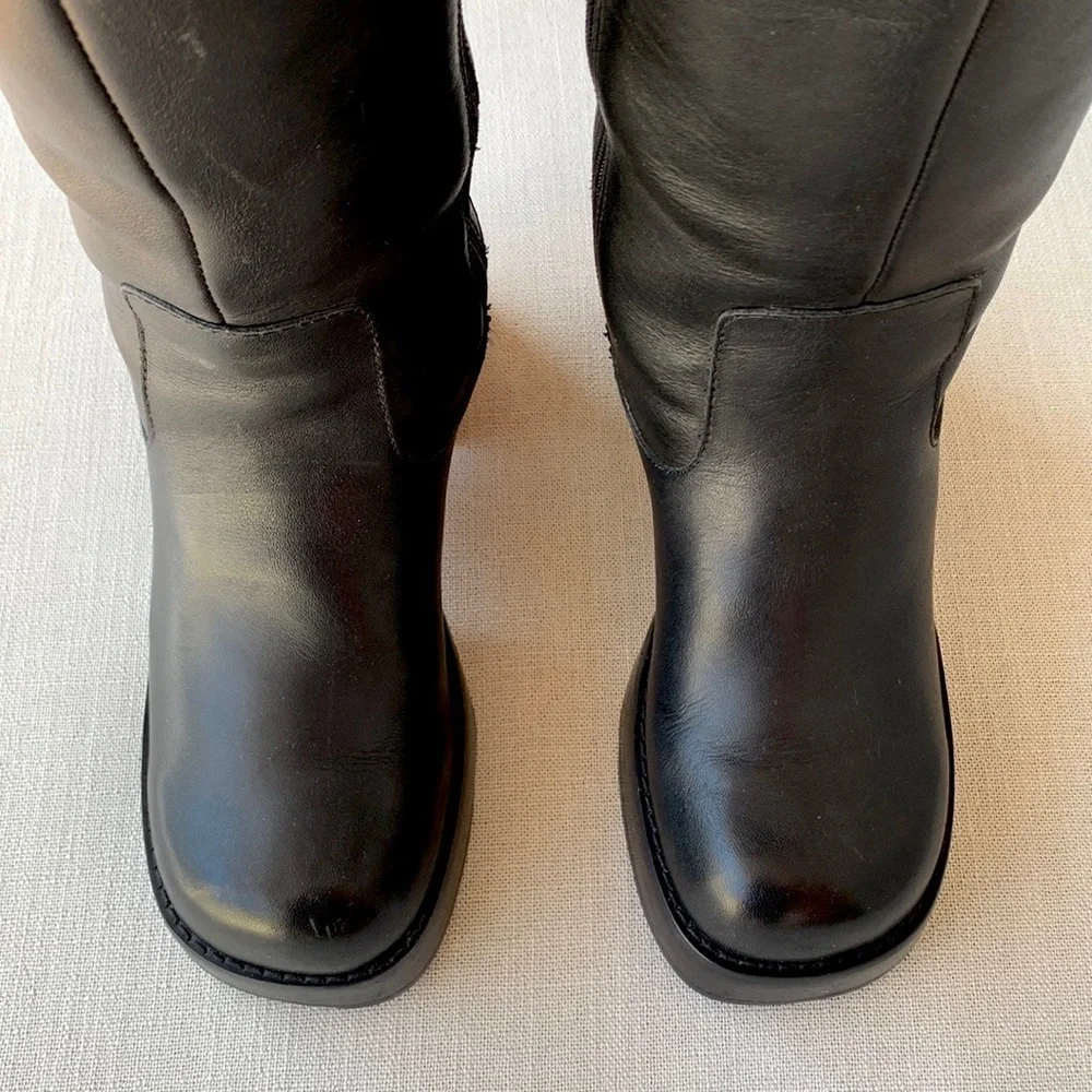 FRYE Vintage Y2K Dorian Platform Chunky Heel Tall Black Zippered Boots, Size 9 - Picture 6 of 13